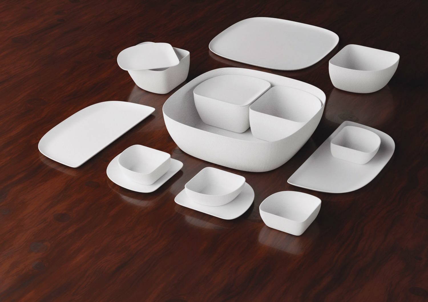 Sample set sugar cane tableware Belle Vie disposable - Restatrade